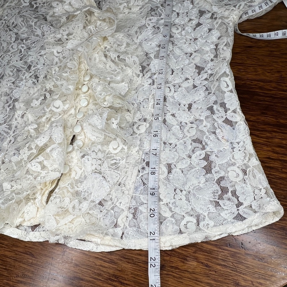 Lace Ruffle Floral Button down rancho estancia M - Picture 11 of 14
